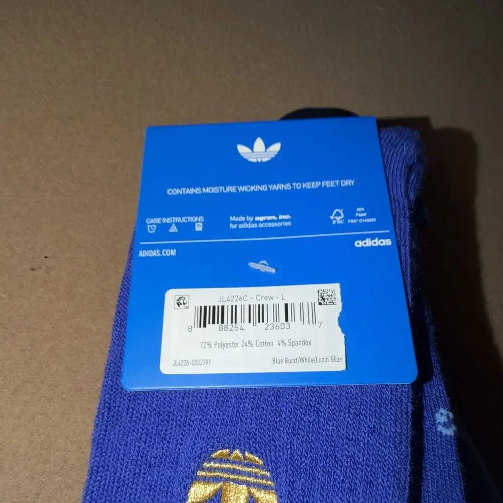 Adidas Originals Unisex Argentina Soccer Colorway Roller Crew Socks - Size L